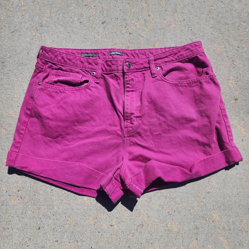 Wild Fable Shorts Womens 18 Magenta Pink Highest Rise Mom Denim Cuffed Cotton - Picture 2 of 8